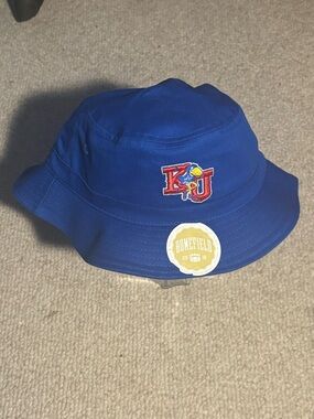 UNIVERSITY OF KANSAS Blue Bucket Hat with Embroidered Logo  HOMEFIELD 2018